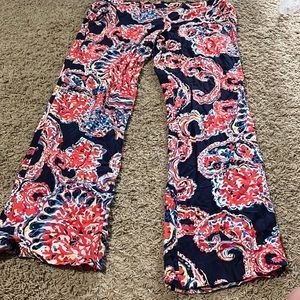 EUC XL Lilly Pulitzer beach pants with elastic waist blue and red coral print